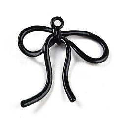 Baking Paint Alloy Pendants, Bowknot, Black, 45x42x6mm, Hole: 3mm(FIND-G080-02J)
