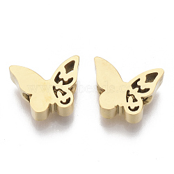 304 Stainless Steel Beads, Butterfly, Golden, 8x10x3mm, Hole: 2mm(X-STAS-S079-180A)