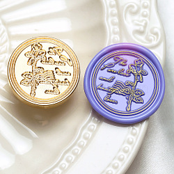 Wax Seal Brass Stamp Heads, for Wax Seal Stamp, Golden, Flower, 30x14mm, Inner Diameter: 7mm(AJEW-I067-A06)