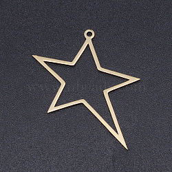 201 Stainless Steel Laser Cut Pendants, Star, Golden, 33x30x1mm, Hole: 1.5mm(STAS-S105-T912-2)