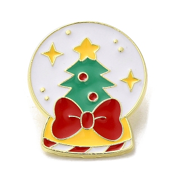 Christmas Theme Enamel Pins, Golden Alloy Brooches for Backpack Clothes, Tree, 30x24.5x1.5mm