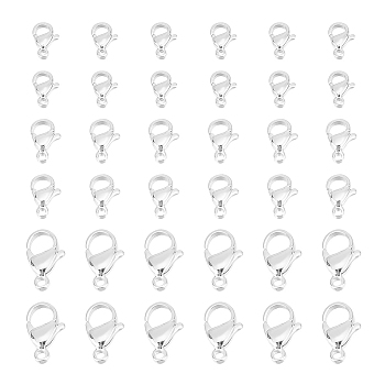 36Pcs 3 Styles 304 Stainless Steel Lobster Claw Clasps, 925 Sterling Silver Plated, 9~15x5.5~9x3~4mm, Hole: 1.2~1.8mm, 12pcs/style