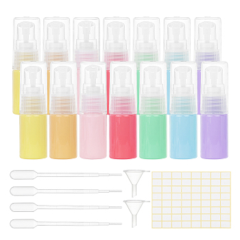 Portable Plastic Travel Lotion Bottles, with 2ml Disposable Plastic Dropper, Mini Transparent Plastic Funnel Hopper and Label Paster, Mixed Color, 7.9x2.3cm, Capacity: 10ml