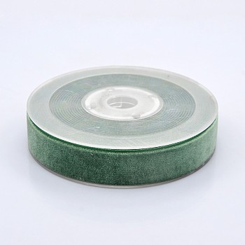 Polyester Velvet Ribbon for Gift Packing and Festival Decoration, Green, 3/4 inch(19mm), about 25yards/roll(22.86m/roll)