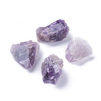 Raw Rough Natural Lepidolite/Purple Mica Nuggets Beads, No Hole/Undrilled, for Tumbling, Decoration, Polishing, Wire Wrapping, 15~72x15~39x13~32.5mm, about 100g/bag