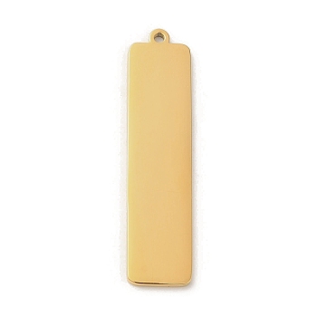 Ion Plating(IP) 304 Stainless Steel Pendants, Laser Cut, Rectangle Charm, Real 18K Gold Plated, 42x10x1.5mm, Hole: 1.4mm