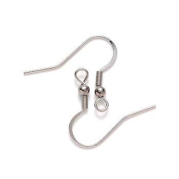 304 Stainless Steel French Earring Hooks, Flat Earring Hooks, Ear Wire, with Horizontal Loop, Stainless Steel Color, 18~20x21mm, Hole: 2.5mm, 21 Gauge, Pin: 0.7mm
