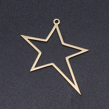 201 Stainless Steel Laser Cut Pendants, Star, Golden, 33x30x1mm, Hole: 1.5mm