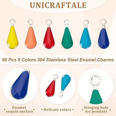 Unicraftale 60Pcs 6 Colors 304 Stainless Steel Enamel Charms(STAS-UN0046-02)-2