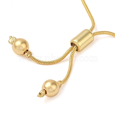 Rack Plating Brass & Natural Shell Round Beaded Slider Bracelets(BJEW-P306-01G)-3