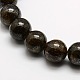 Rondes bronzite naturelle perles brins(G-P059A-01)-2