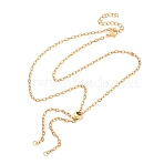 Adjustable 304 Stainless Steel Textured Cable Chains Slider Necklaces Making, with Jump Rings, Golden, 20.47 inch(52cm)(AJEW-JB01395)