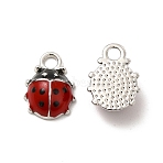 Alloy Enamel Charms, 3D Ladybug Charms, Platinum, 12.5x9x4.5mm, Hole: 2mm(X-ENAM-J650-04P)