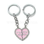 Alloy Enamel Keychain, with Alloy Rings, Pearl Pink, 8.5cm(KEYC-YW00011-05)