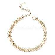 Alloy Cobs Chain Bracelet, Leaf Link Chain Bracelet, Golden, 7-1/4 inch(18.3cm)(BJEW-TA00404)