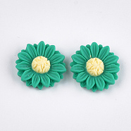 Resin Cabochons, Sunflower, Light Sea Green, 15x5mm(CRES-T010-60A)