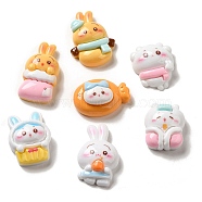 Rabbit Theme Opaque Resin Decoden Cabochons, Mixed Color, 18~30x15.5~20.5x7.5~10.5mm(CRES-P034-01)