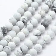 Natural Howlite Beads Strands, Frosted, Round, 6mm, Hole: 1mm, about 62pcs/strand, 15.3 inch(39cm)(X-G-F518-22-6mm)