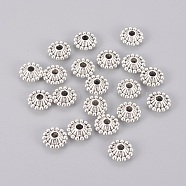 Tibetan Style Bicone Spacer Beads, Lead Free and Cadmium Free, Antique Silver, about 11mm in diameter, 5mm thick, hole: 3mm(X-LF0641Y)