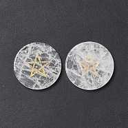Natural Quartz Crystal Cabochons, Rock Crystal Cabochons, Flat Round with Pentagram Pattern, 25x2.5~3mm(G-P491-08H)