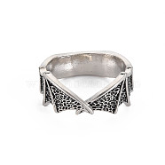 Double Wing Open Cuff Ring, Tibetan Style Alloy Ring for Men Women, Cadmium Free & Lead Free, Antique Silver, US Size 9 1/4(19.1mm)(RJEW-S038-232)