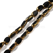 Electroplate Transparent Glass Beads Strands, Faceted Oval, Black, 7x4.5x3.5mm, Hole: 1mm, about 50pcs/strand, 12.99''(33cm)(EGLA-Q127-A01-01G)