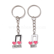 Alloy Enamel Keychain, Musical Note, 8cm, 2pc/set(KEYC-JKC00752-02)