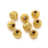 Rack Plating Pumpkin Brass Spacer Beads, Cadmium Free & Lead Free, Long-Lasting Plated, Real 18K Gold Plated, 4mm, Hole: 0.8mm(KK-Z070-35G-01)