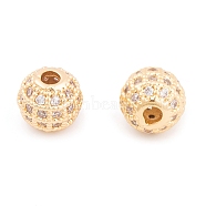 Ion Plating(IP) Cubic Zirconia Beads, Real 18K Gold Plated, 8x7.5mm, Hole: 2mm(KK-O146-02B-G)