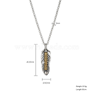 Feather Pendant Necklaces,  Stainless Steel Rolo Chain Necklaces(PW8265-2)
