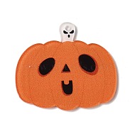 Halloween Printing Acrylic Pendants, Pumpkin, 40x46x2mm, Hole: 2mm(FIND-K017-01E)