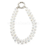 Glass Beaded Mobile Straps, Multifunctional Chain, with Iron Spring Gate Ring, Clear AB, 302~306x14.5mm(HJEW-E010-01P-10)