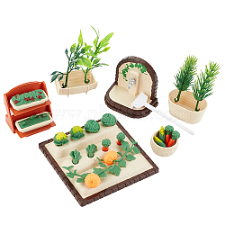 Mini Garden Dollhouse Accessories Sets, including Plastic Artifical Plants, Vegatable, Tools, Faucets, Field, Mixed Color, 14.5~101x6.5~90x6~35.5mm, 30pcs/set(DIY-WH0030-90)