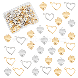 120Pcs 4 Style 304 Stainless Steel Charms, Puffed Heart, Mixed Color, 10x8~14x0.7~1mm, Hole: 1~1.4mm, 30pcs/style(STAS-UN0052-25)