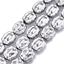 Electroplate Glass Beads Strands, Flower, Silver, 12x10x6~6.5mm, Hole: 1mm, about 55pcs/strand, 26.93''(68.4cm)(EGLA-T021-05M)