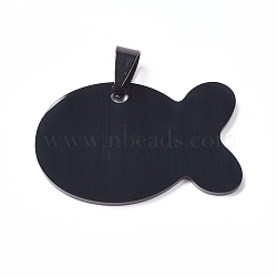 Stainless Steel Pendants, Stamping Blank Tag, Fish, Gunmetal, 24x38x1.5mm, Hole: 5.5x9.5mm(STAS-WH0014-37D)