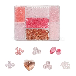 DIY Jewelry Making Kits, 1640Pcs Bicone & Rondelle & Oval & Round Glass/Acrylic Beads, 20Pcs Heart Transparent Glass Pendants, Mixed Color, Beads: 1640pcs/box(DIY-YW0002-94G)