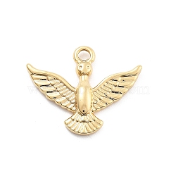 304 Stainless Steel Pendants, PVD Vacuum Plating, Bird Charms, Real 18K Gold Plated, 15.5x19x2.5mm, Hole: 2mm(STAS-R155-043G-01)