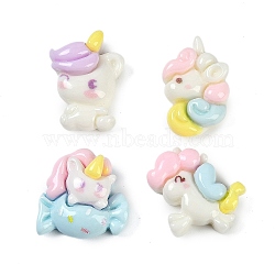 Resin Cabochons, Unicorn, Mixed Color, 13.5~15x10~14.5x5.5~6.5mm(RESI-H166-07)