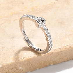 S925 Sterling Silver Adjustable Letter Rings for Women, with Micro Pave Cubic Zirconia, Letter G, 2mm,US Size 5 1/2(16.1mm), Letter: 4.5x4mm(RJEW-M068-01P-G)