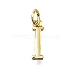 Brass Pendants, With Jump Ring, Long-Lasting Plated, Lead Free & Cadmium Free, Rack Plating, Real 18K Gold Plated, Letter I, 12x3.5x2mm, Hole: 3mm(KK-K400-51G-I)