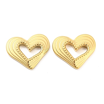 304 Stainless Steel Cabochons, Heart, Real 18K Gold Plated, 15x18x2.5mm