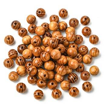 80Pcs Round Natural Wood Beads, Macrame Beads Large Hole, Dyed, Lead Free, BurlyWood, 18x16mm, Hole: 4.5mm