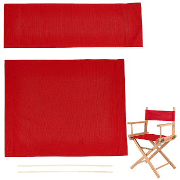 Cloth Chair Replacement, with 2 Wood Sticks, for Director Chair, Makeup Chair Seat and Back, Red, Cloth: 475~520x170~385x5~6mm, Stick: 381x6mm