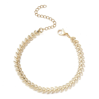 Alloy Cobs Chain Bracelet, Leaf Link Chain Bracelet, Golden, 7-1/4 inch(18.3cm)