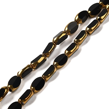 Electroplate Transparent Glass Beads Strands, Faceted Oval, Black, 7x4.5x3.5mm, Hole: 1mm, about 50pcs/strand, 12.99''(33cm)