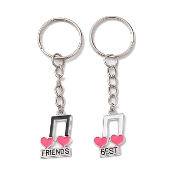 Alloy Enamel Keychain, Musical Note, 8cm, 2pc/set