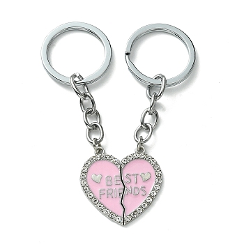 Alloy Enamel Keychain, with Alloy Rings, Pearl Pink, 8.5cm