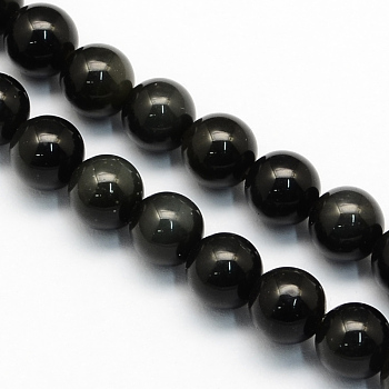 Natural Obsidian Round Beads Strands, 8.5mm, Hole: 1.2mm, about 47pcs/strand, 15.5 inch