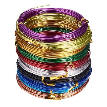 Pack of 10 rolls Multicolor Round Aluminum Wire Jewelry Making Beading Craft Wire, about 19 Feet/Roll, Mixed Color, 15 Gauge, 1.5mm, 6m/roll, 10 rolls/box